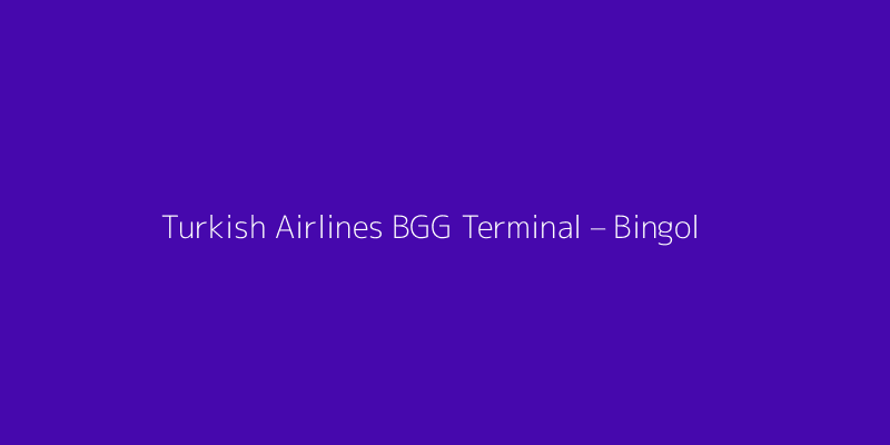 Turkish Airlines BGG Terminal – Bingol Airport