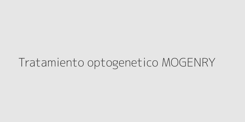 Ilustración médica de una retina humana interactuando con haces de luz, representando el tratamiento optogenético MOGENRY para restaurar la sensibilidad visual.