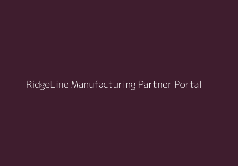 RidgeLine Manufacturing Partner Portal thumbnail
