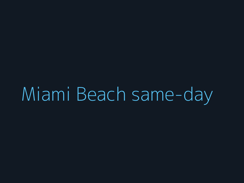 Miami Beach same-day arrival