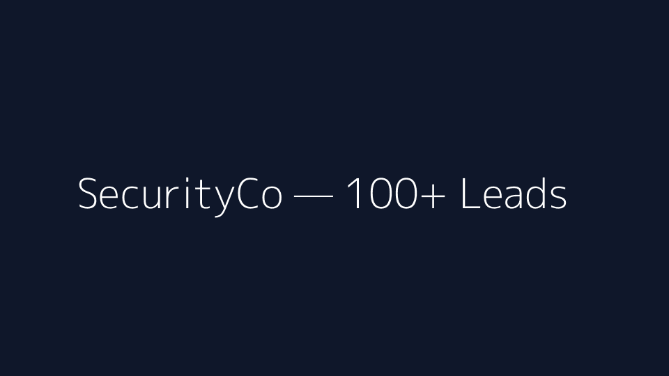 SecurityCo lead generation